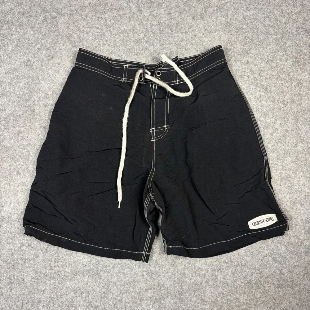 Vintage Gotcha Board Shorts Mens 30 Black White Contrast Stitch Surf Trunks